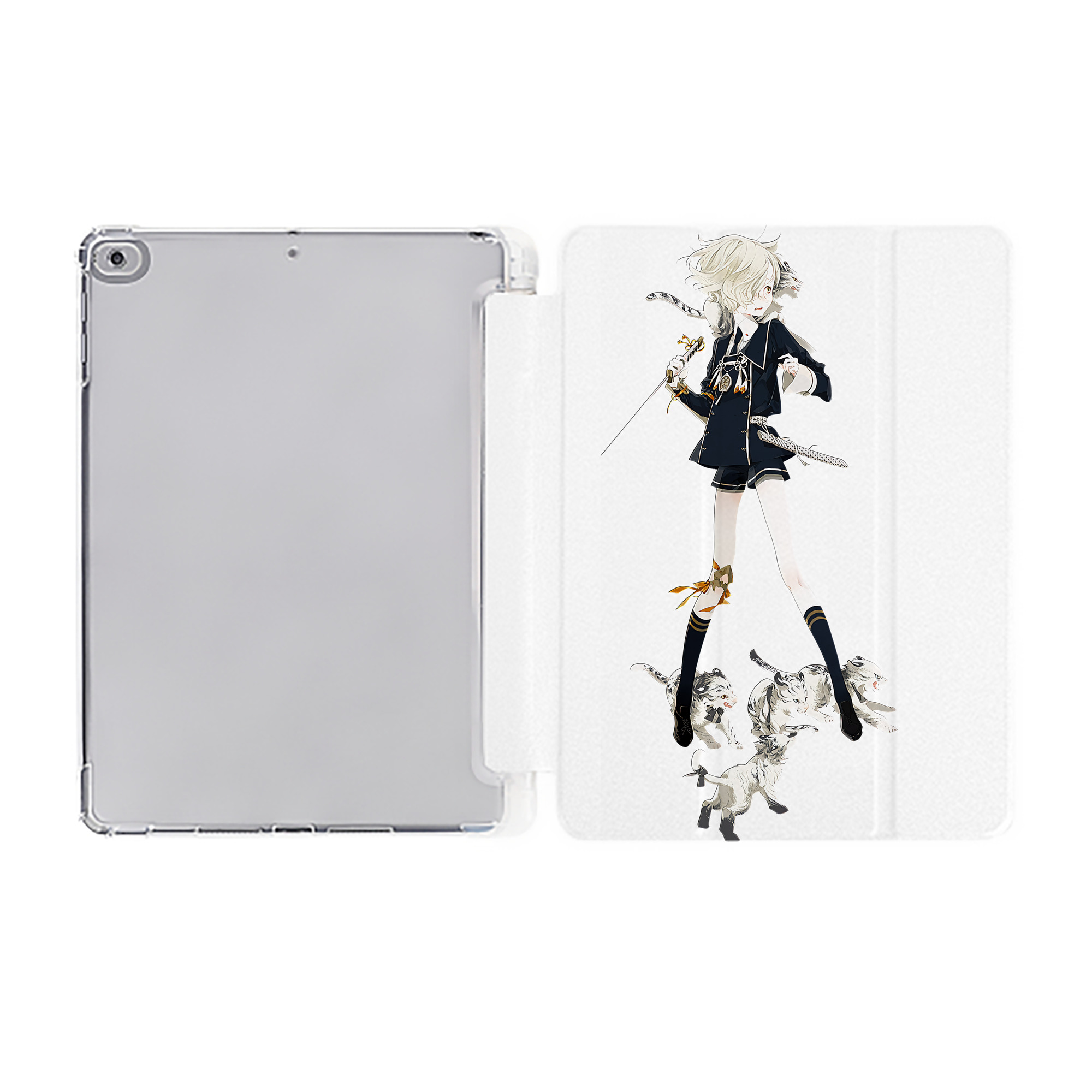 （画像用） 刀剣乱舞 Touken Ranbu IPad ケース ペン収納付き 三つ折りスタンド PUレザー×シリコン 対応機種9.5/10.5/10.9インチ